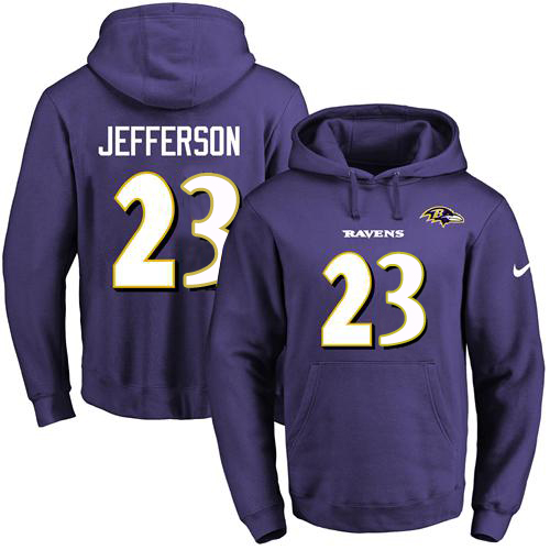 Nike Ravens #23 Tony Jefferson Purple Name & Number Pullover NFL Hoodie